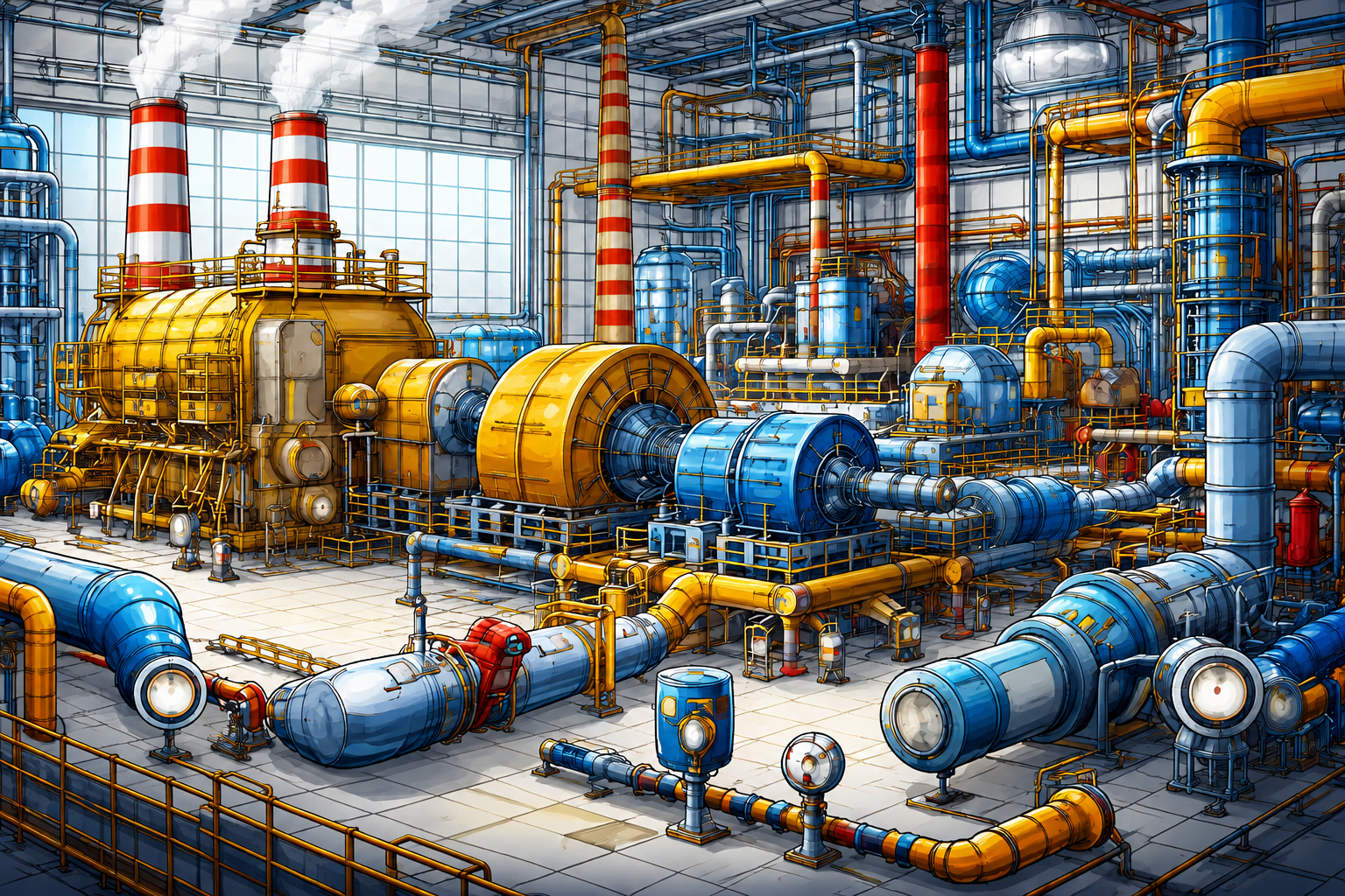 Industrial power plant illustration
